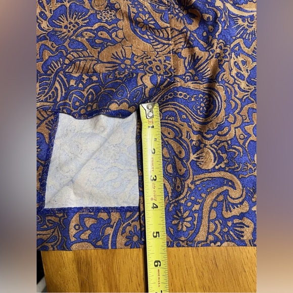 Vtg Pencil Skirt Loft Sz 4P Paisley Floral Blue Brown Preppy Buisness Fall - Picture 11 of 14